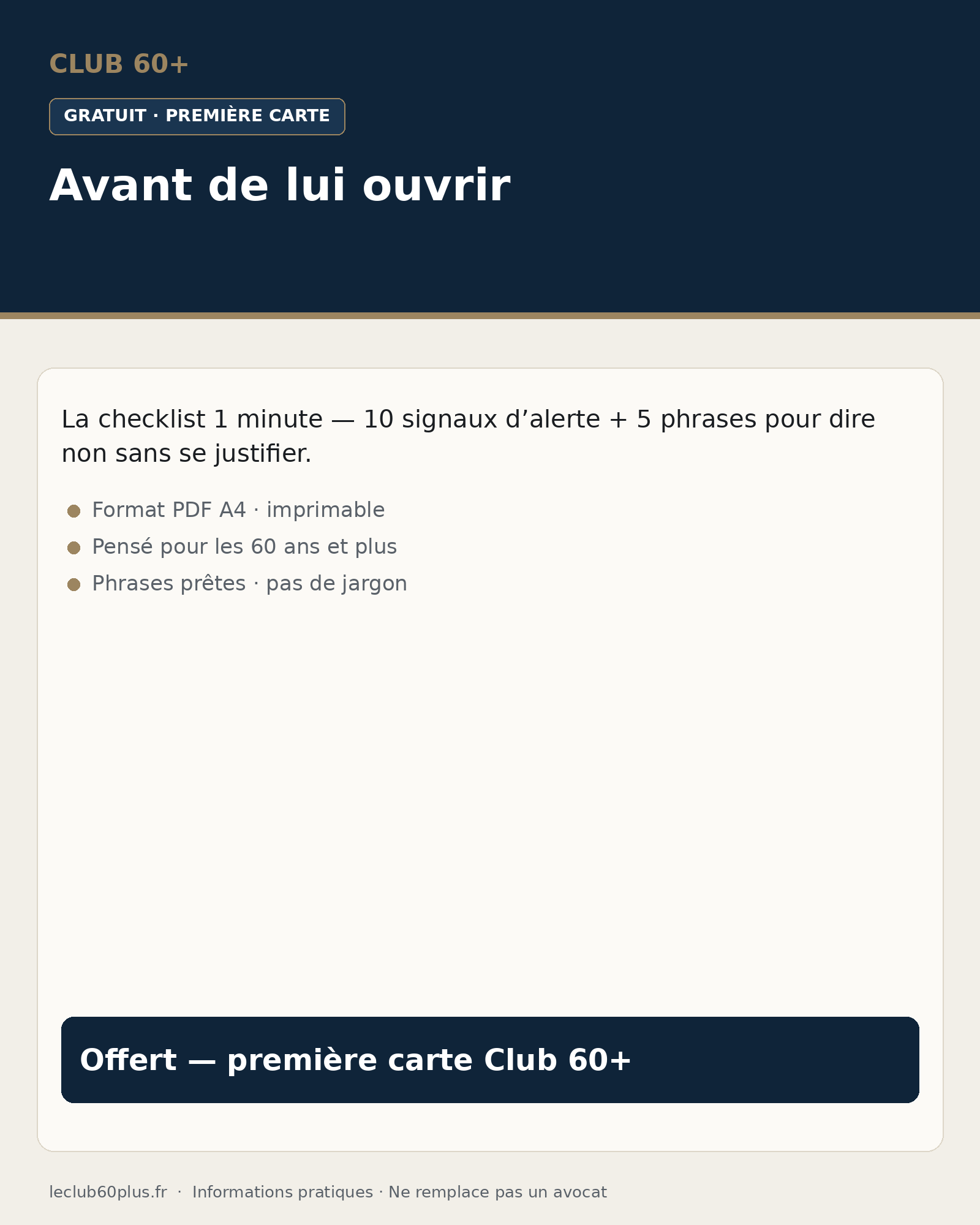 Couverture checklist Club 60+