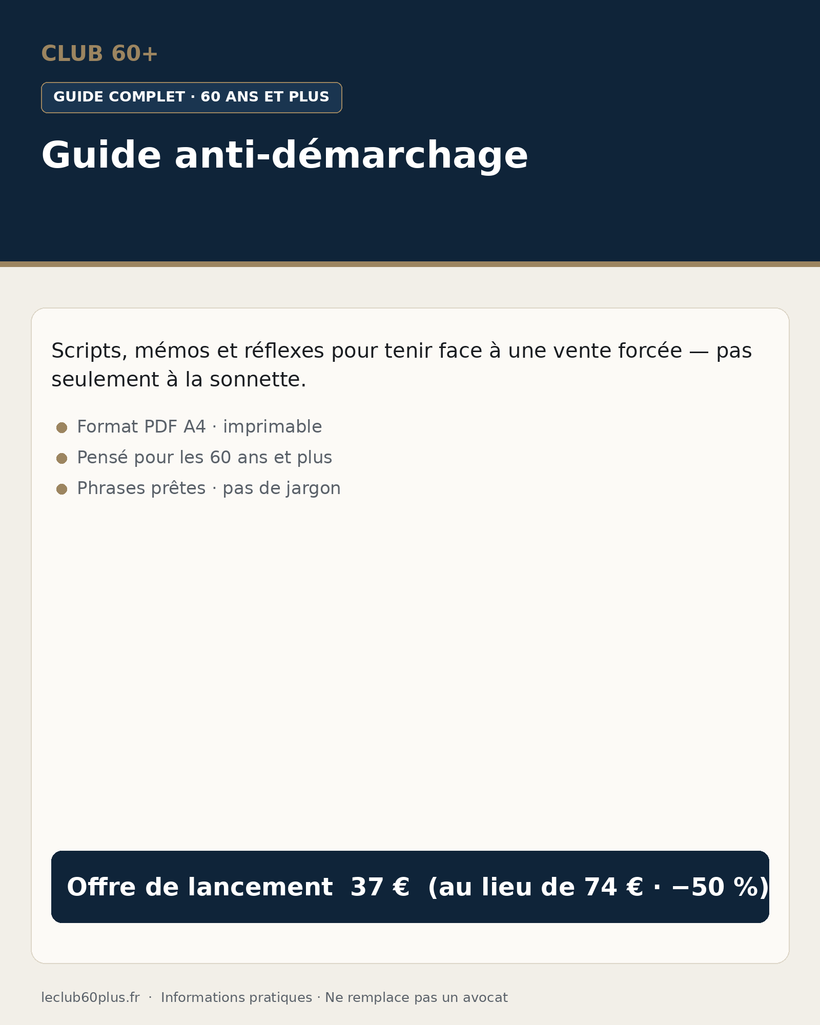 Couverture guide anti-démarchage Club 60+